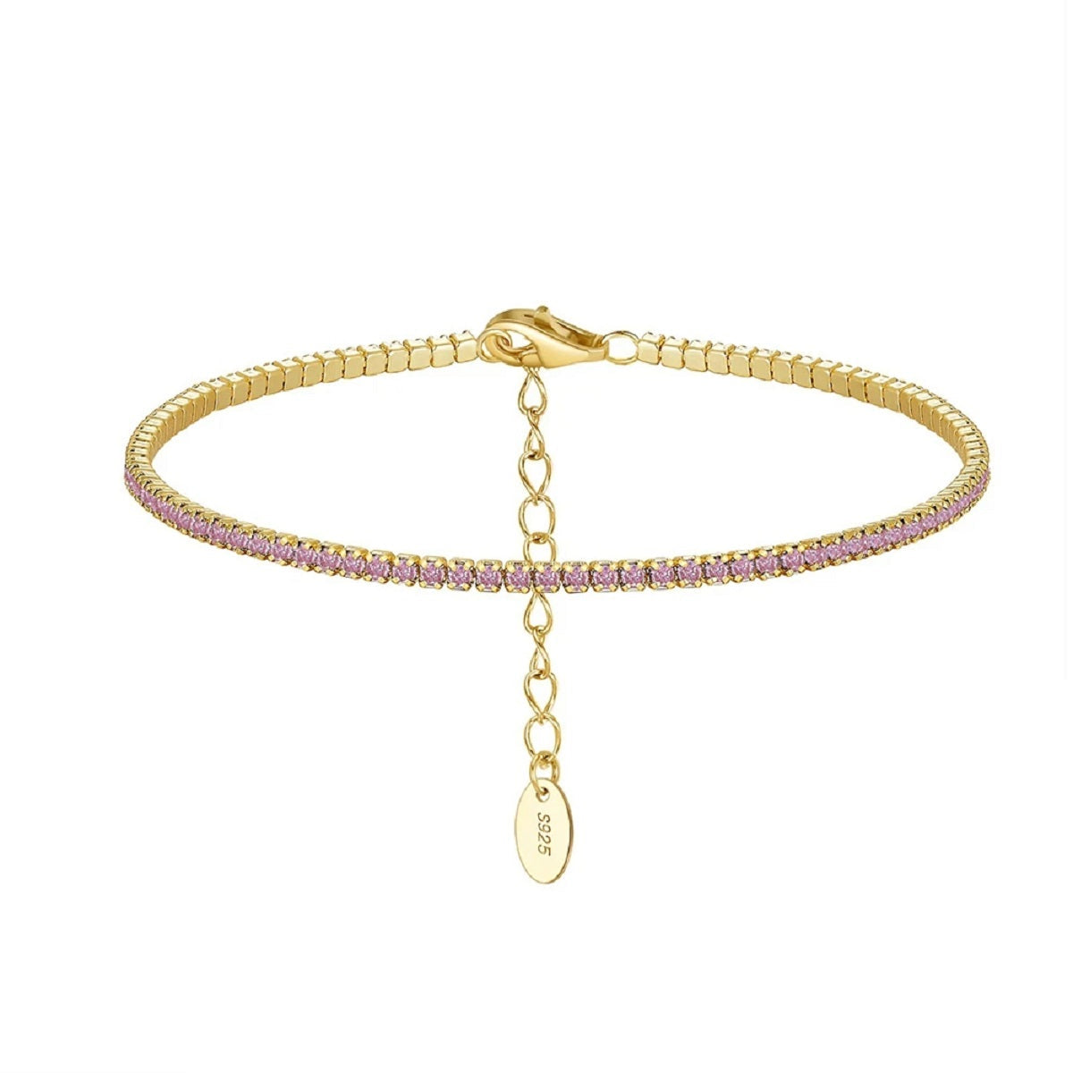 Sterling Silver Tennis Bracelet with Multicolored Zircon for Women