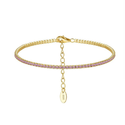 Sterling Silver Tennis Bracelet with Multicolored Zircon for Women