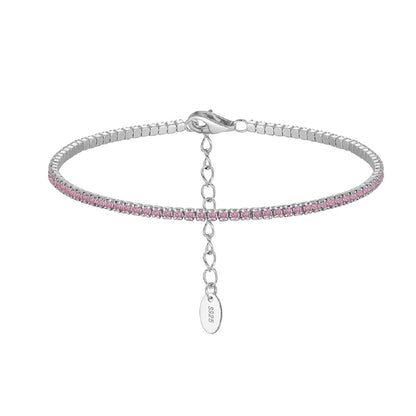 Sterling Silver Tennis Bracelet with Multicolored Zircon for Women