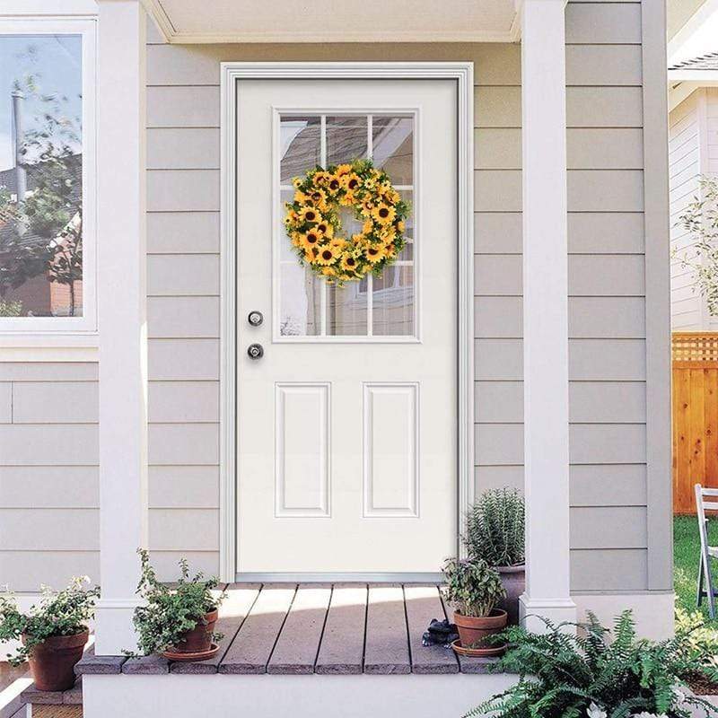 Vibrant 16-Inch Sunflower Door Wreath for Every Season