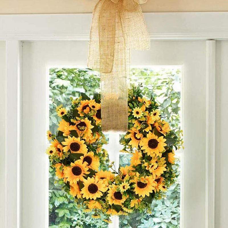 Vibrant 16-Inch Sunflower Door Wreath for Every Season