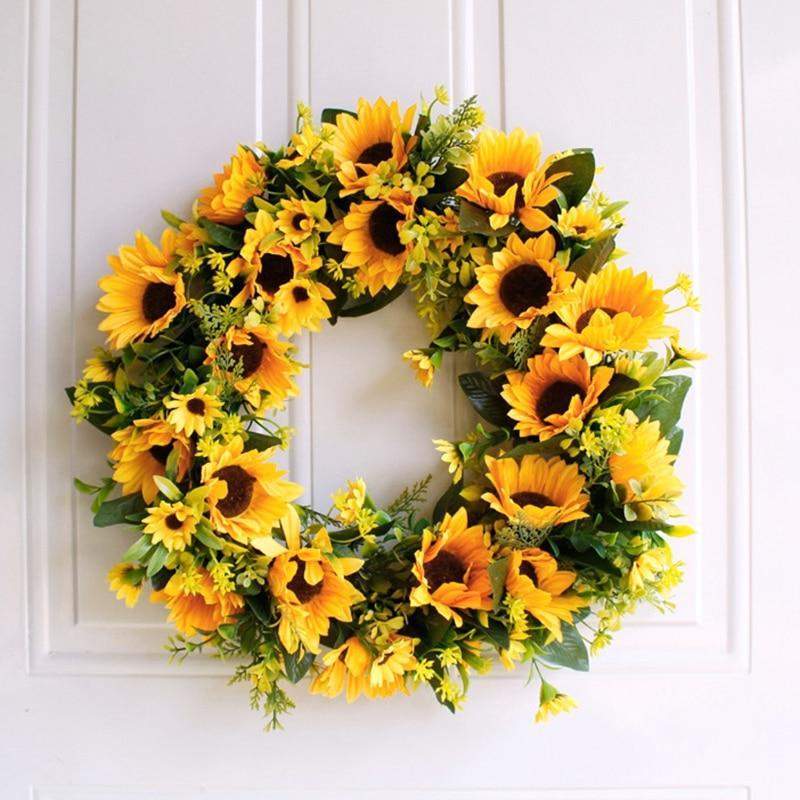 Vibrant 16-Inch Sunflower Door Wreath for Every Season