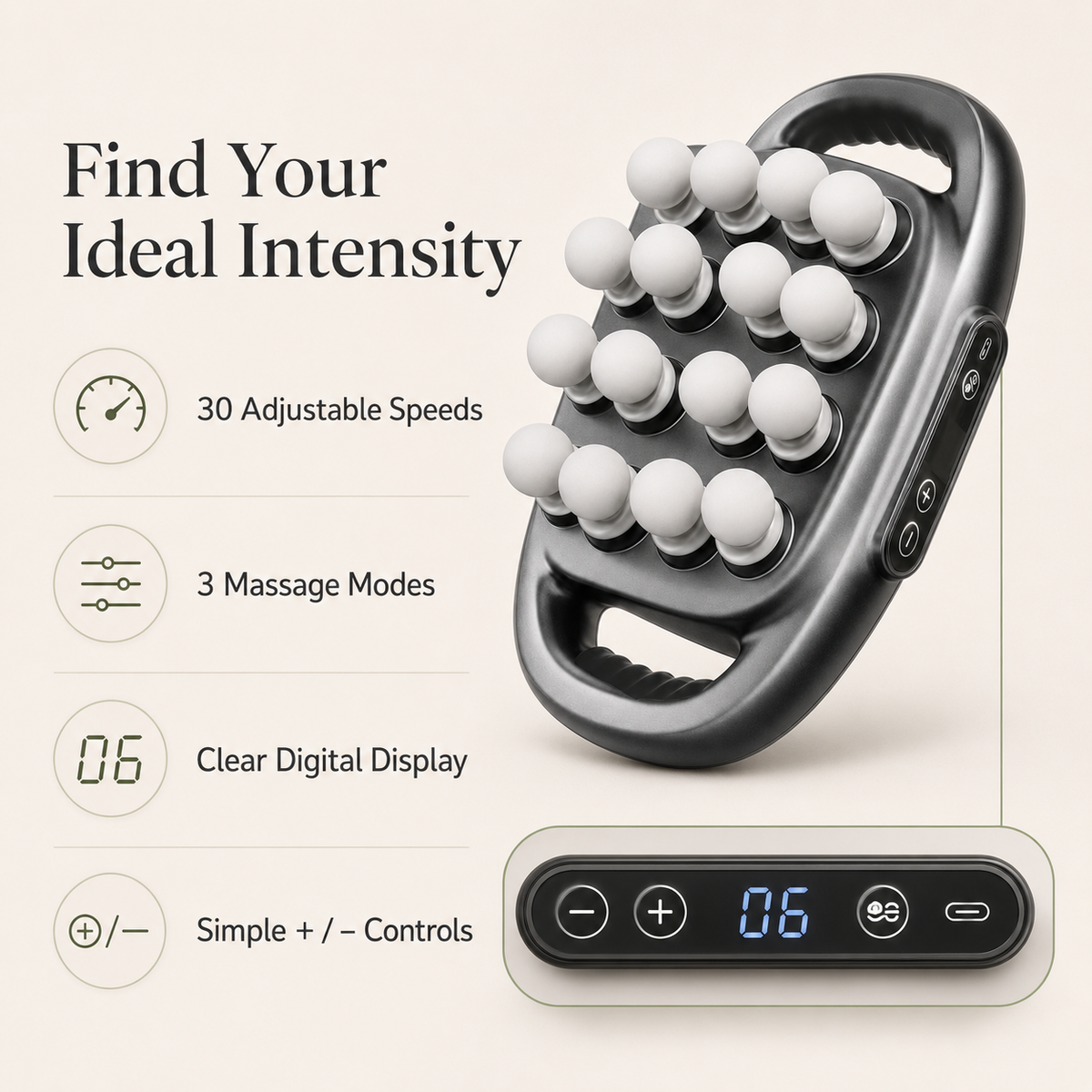 Deep Tissue Percussion Massager with 16 Attachments, 30 Speeds, 3 Modes
