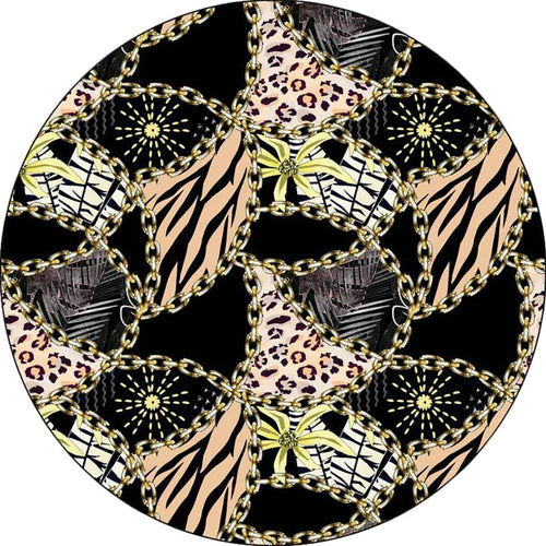 Modern Leopard Print Area Rug in Black - Non-Slip, Washable Polyester