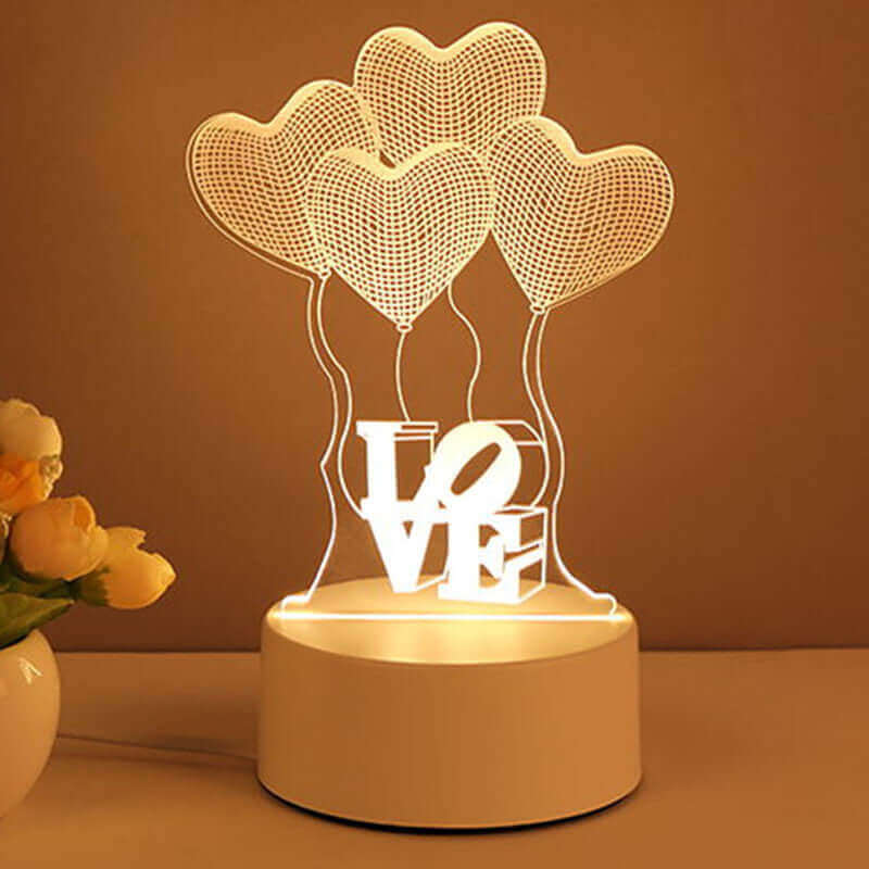 Acrylic 3D USB LED Night Light – Neon Sign Lamp for Home Decor