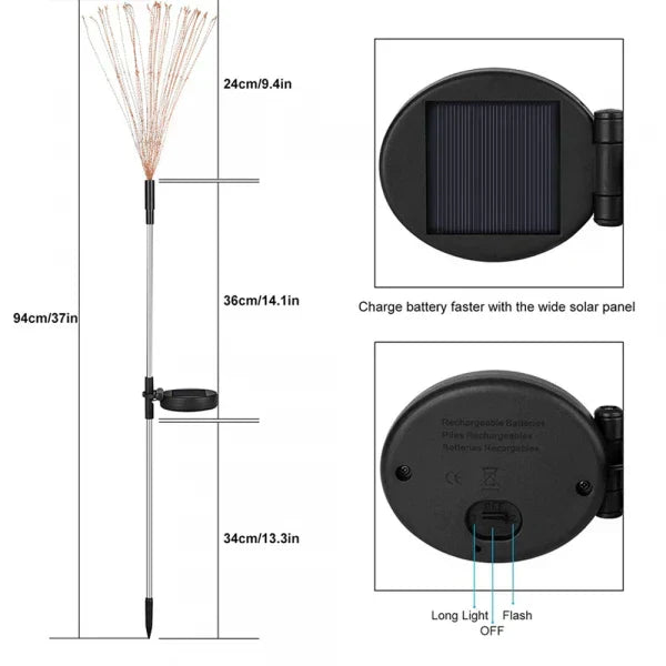 Set of 4 Solar-Powered Garden Sparkle Lights - Weather-Resistant LED Decor for Outdoor Spaces
