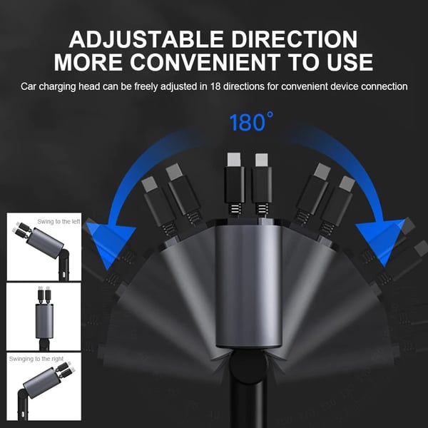 Retractable Car Charger for Vehicles – Universal Fast Charging 80 cm