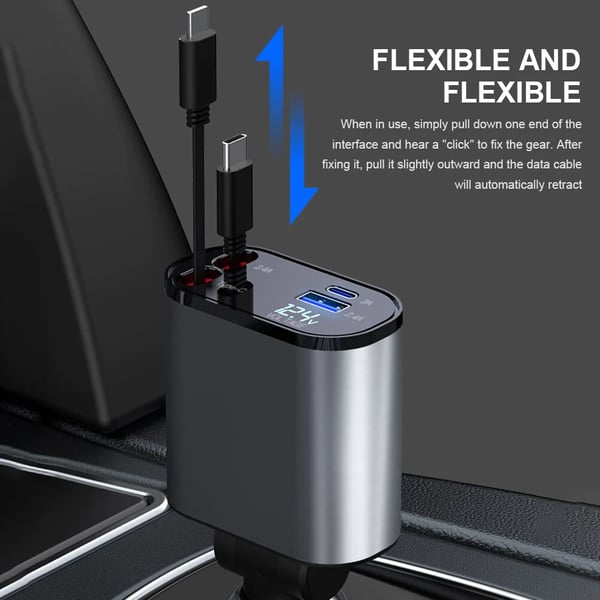 Retractable Car Charger for Vehicles – Universal Fast Charging 80 cm