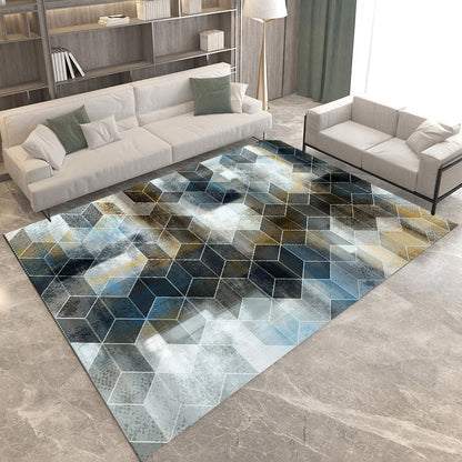 Modern Triangle Rectangle Area Rug in Black and Orange – Washable Polyester