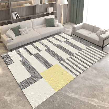 Modern Triangle Rectangle Area Rug in Black and Orange – Washable Polyester
