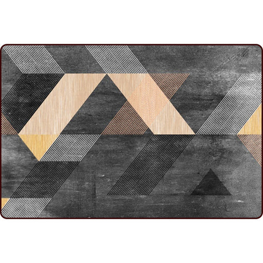 Color Block Stripe Pattern Rug in Black – Non-Slip Polyester Bedroom Mat
