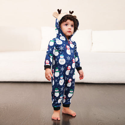 Blue Snowman Family Christmas Pajamas - One-Piece Outfit
