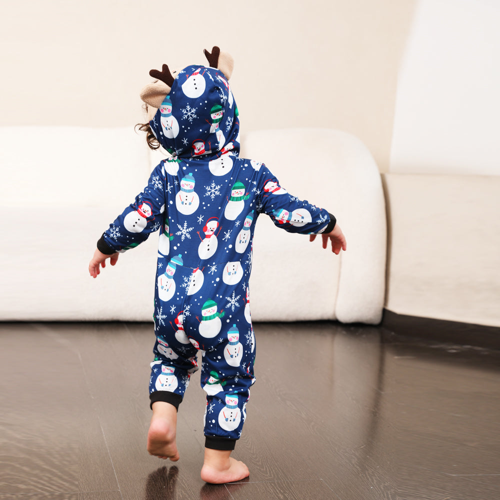 Blue Snowman Family Christmas Pajamas - One-Piece Outfit