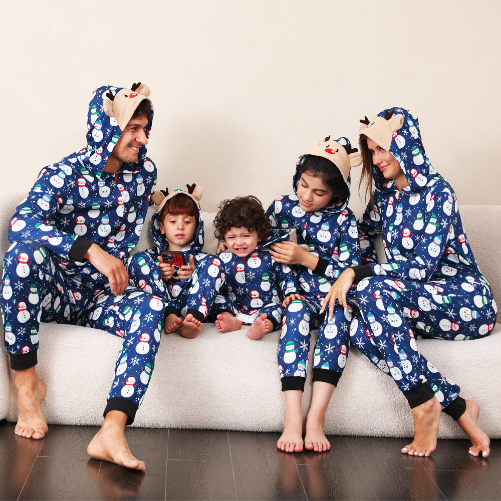 Blue Snowman Family Christmas Pajamas - One-Piece Outfit