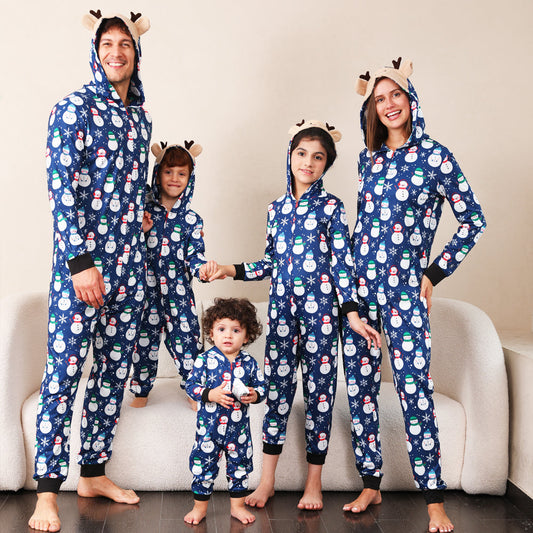 Blue Snowman Family Christmas Pajamas - One-Piece Outfit