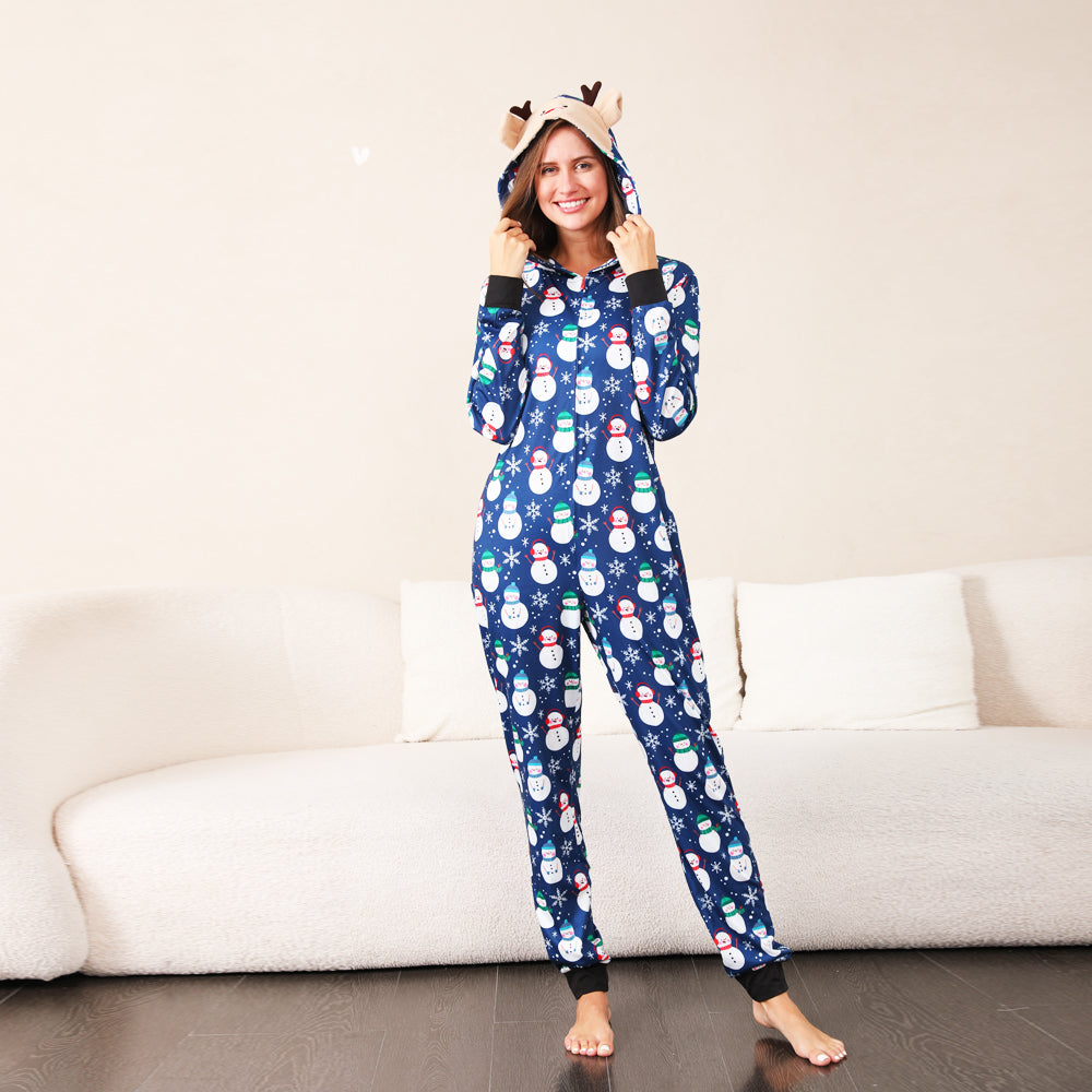 Blue Snowman Family Christmas Pajamas - One-Piece Outfit