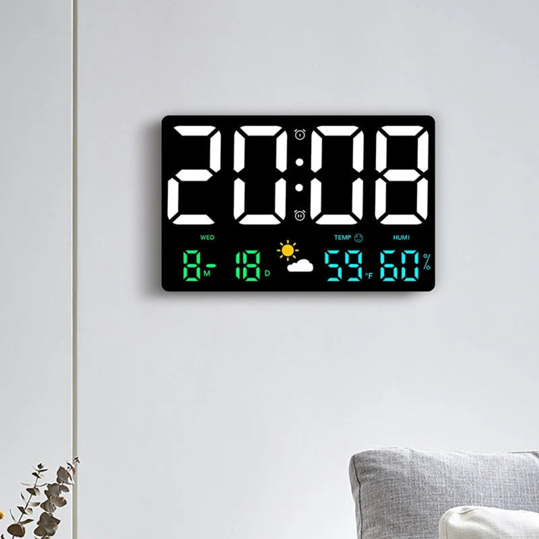 Contemporary LED Wall Clock with Digital Display