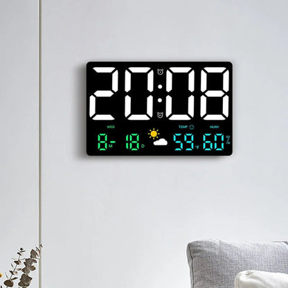 Contemporary LED Wall Clock with Digital Display