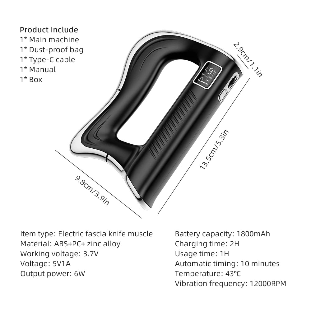 Electric Muscle Scraper with Heat, Vibration & Rechargeable Battery