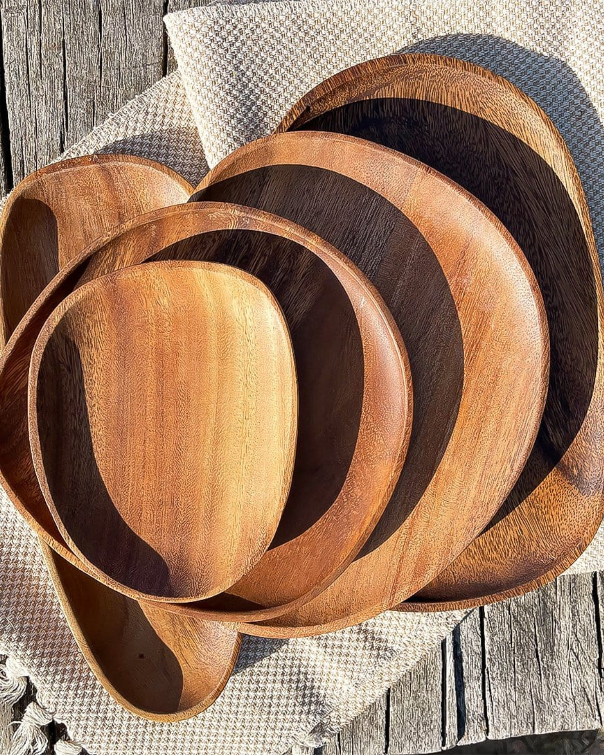 Rustic Wooden Platter Set – Natural Serving Tray for Kitchen Decor