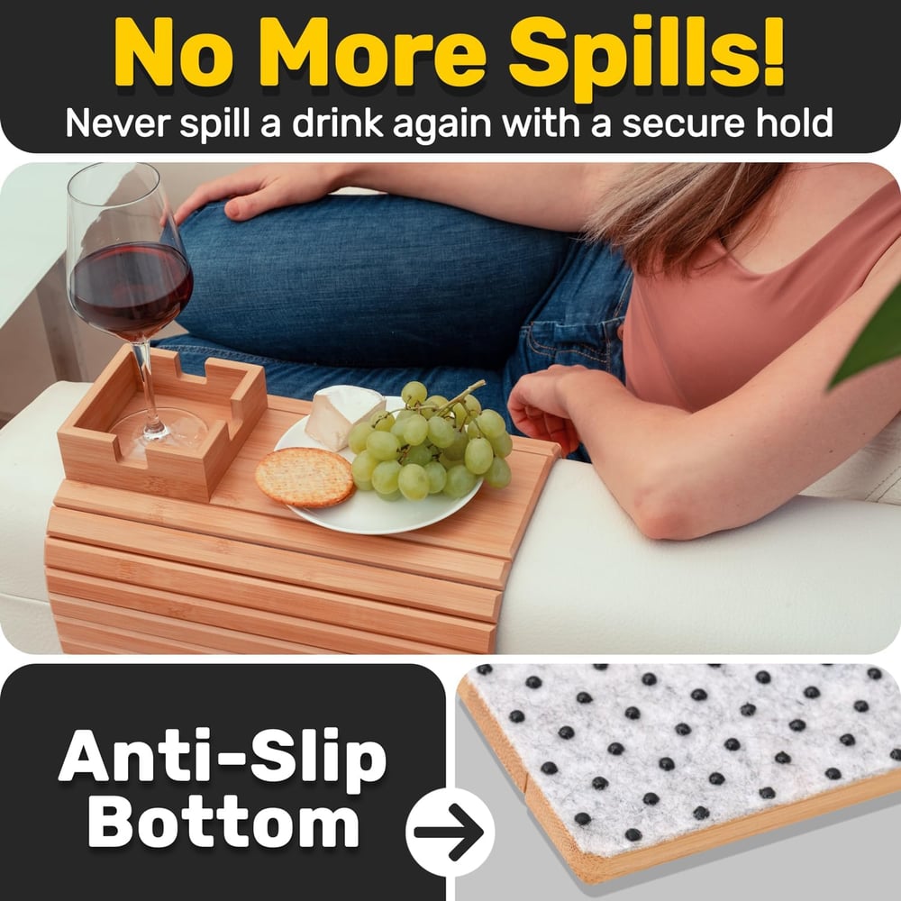 Sleek Sofa Side Tray | Drink Holder & Organizer for Armrests