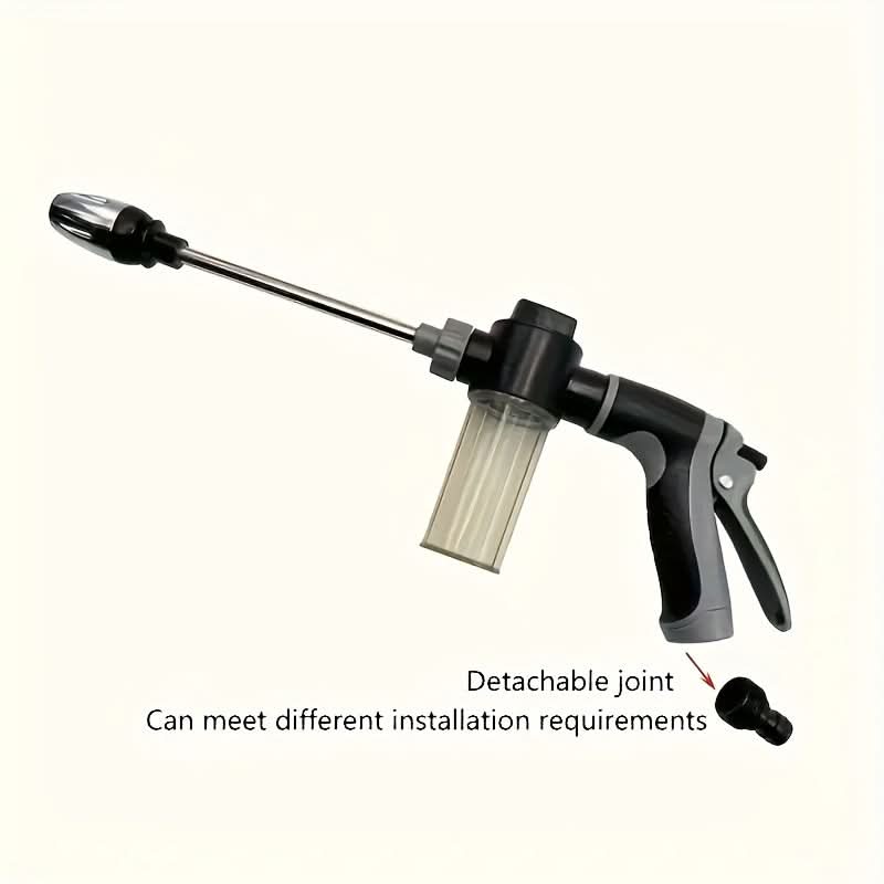 High-Pressure Garden Hose Nozzle with Foam Cannon and Extended Handle