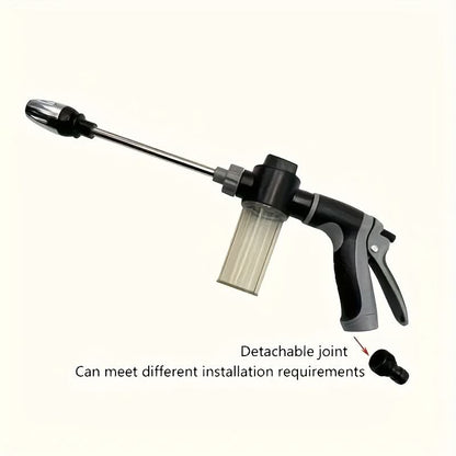 High-Pressure Garden Hose Nozzle with Foam Cannon and Extended Handle