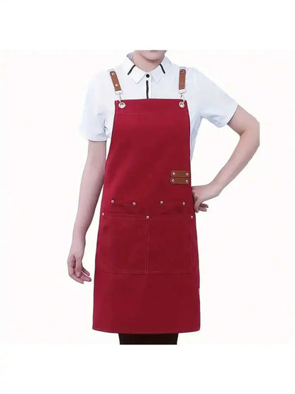 Unisex Waterproof Cooking Apron with Adjustable Straps and Large Pockets
