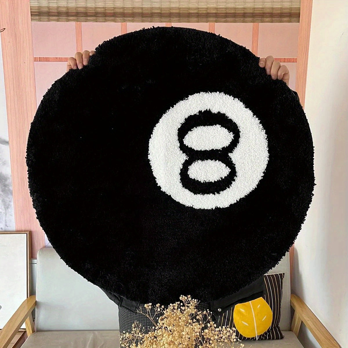 Playful 8-Ball Round Mat – Stylish Non-Slip Rug for Any Room