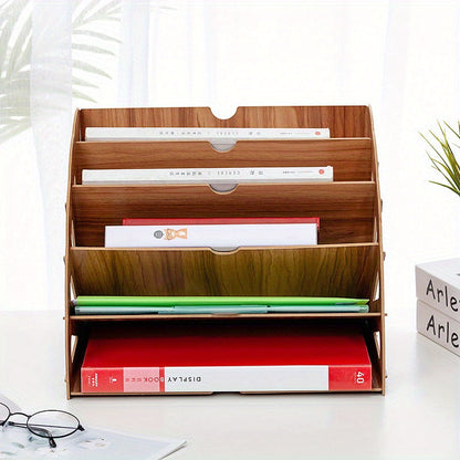 5-Tier Wooden Desk Organizer in Fan Shape – MDF Construction