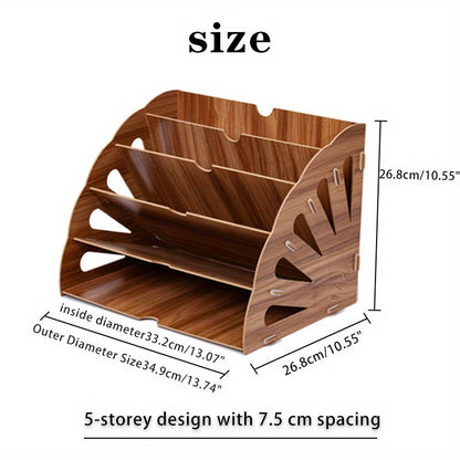 5-Tier Wooden Desk Organizer in Fan Shape – MDF Construction
