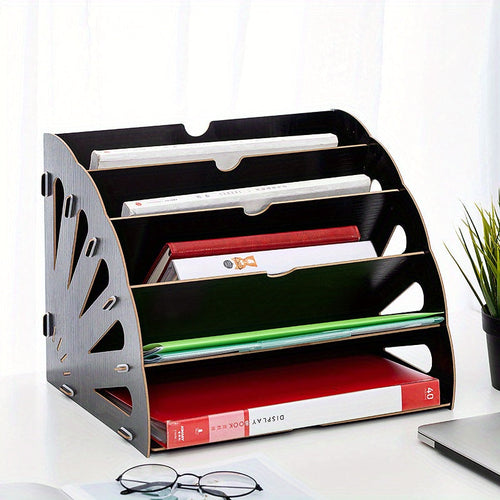 5-Tier Wooden Desk Organizer in Fan Shape – MDF Construction