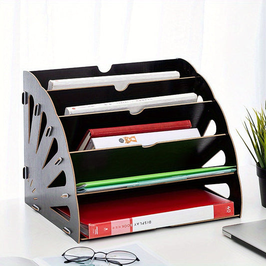 5-Tier Wooden Desk Organizer in Fan Shape – MDF Construction