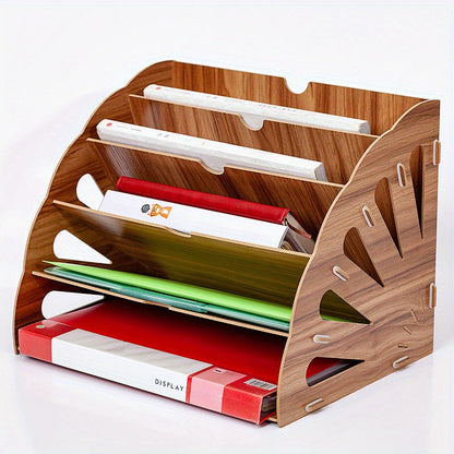 5-Tier Wooden Desk Organizer in Fan Shape – MDF Construction