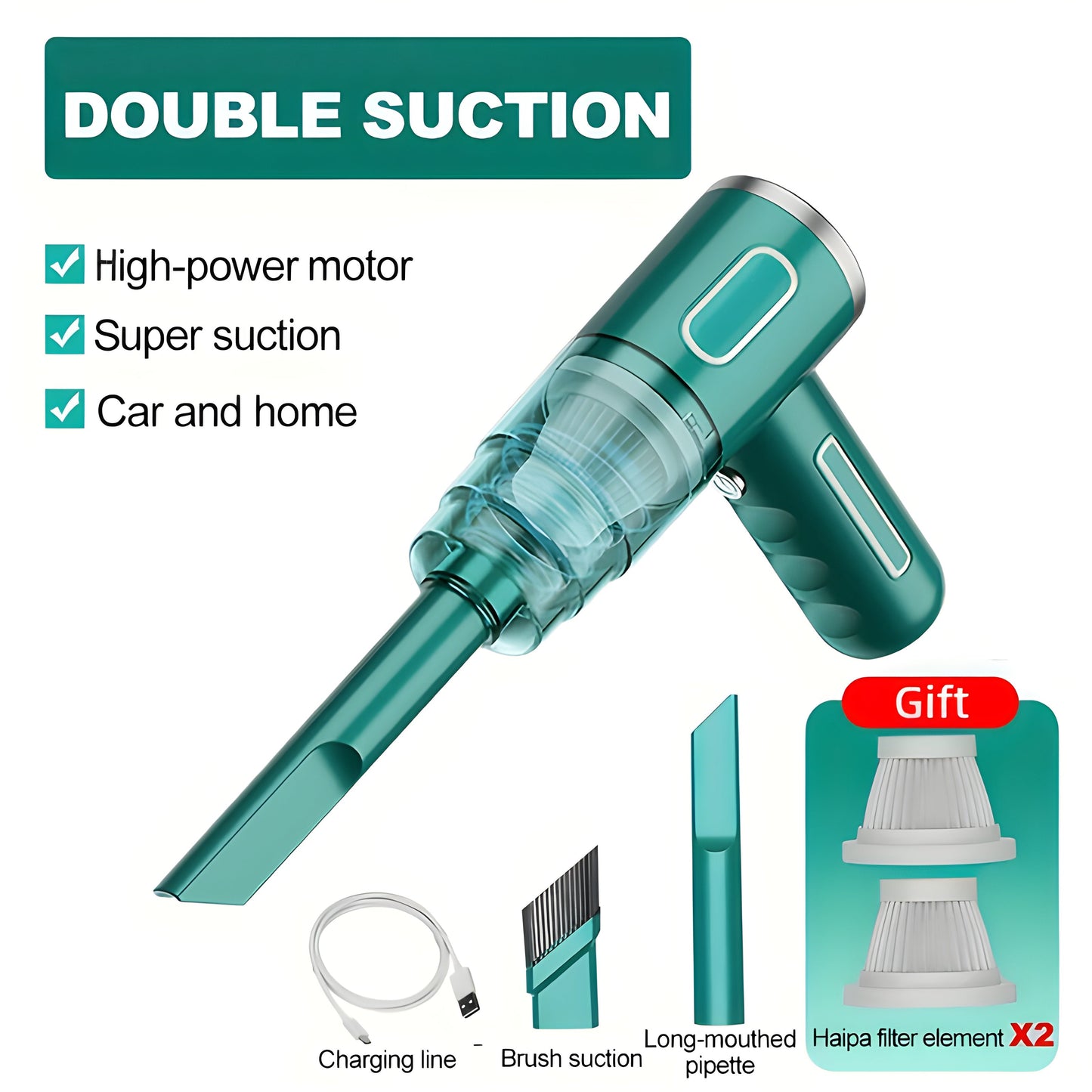 Portable USB Rechargeable Vacuum Cleaner for Home and Car