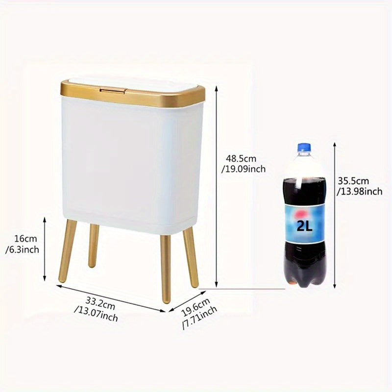Slim Bathroom Waste Bin with Odor-Sealing Lid – 15L Trash Can