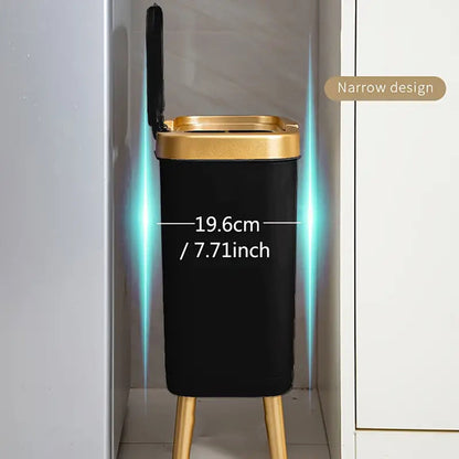 Slim Bathroom Waste Bin with Odor-Sealing Lid – 15L Trash Can