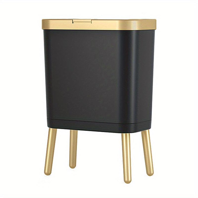 Slim Bathroom Waste Bin with Odor-Sealing Lid – 15L Trash Can