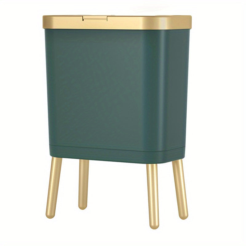 Slim Bathroom Waste Bin with Odor-Sealing Lid – 15L Trash Can