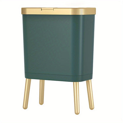 Slim Bathroom Waste Bin with Odor-Sealing Lid – 15L Trash Can