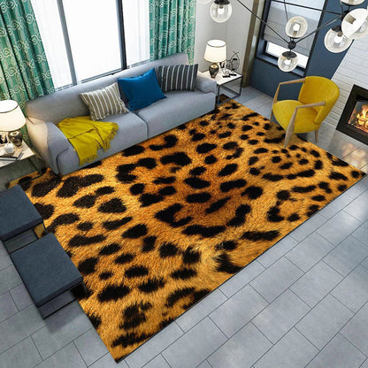 Modern Leopard and Tiger Pattern Area Rug in Black and Brown - Non-Slip Polyester