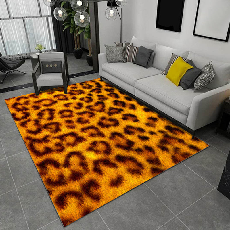 Modern Leopard and Tiger Pattern Area Rug in Black and Brown - Non-Slip Polyester