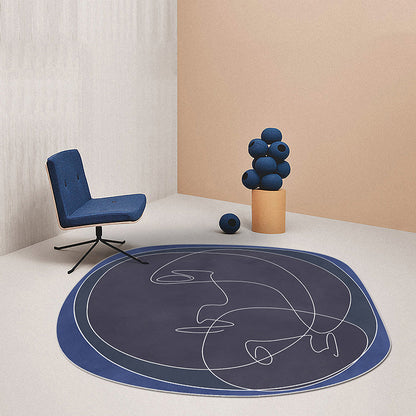 Irregular Abstract Hand-Painted Rug in Black and Orange – Machine Washable Polyester for Bedroom