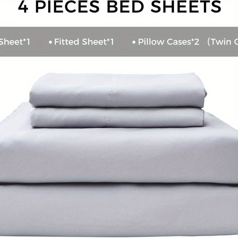 Queen Size Bed Sheet Set - 4 Pieces, Soft Cooling, 14" Deep Pocket, Fade & Shrink Resistant