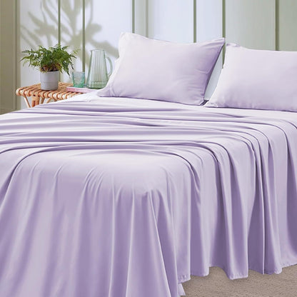 Queen Size Bed Sheet Set - 4 Pieces, Soft Cooling, 14" Deep Pocket, Fade & Shrink Resistant