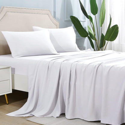 Queen Size Bed Sheet Set - 4 Pieces, Soft Cooling, 14" Deep Pocket, Fade & Shrink Resistant
