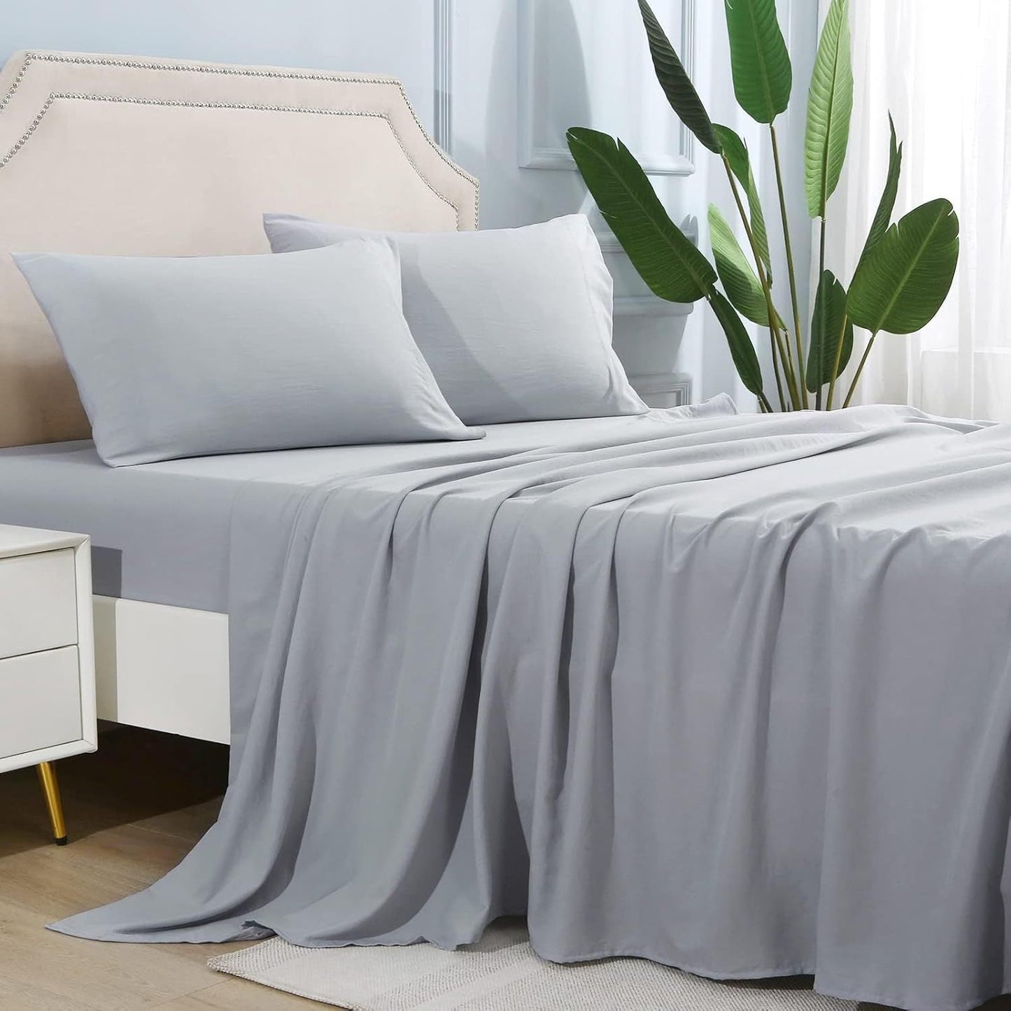 Queen Size Bed Sheet Set - 4 Pieces, Soft Cooling, 14" Deep Pocket, Fade & Shrink Resistant