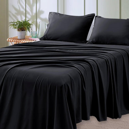 Queen Size Bed Sheet Set - 4 Pieces, Soft Cooling, 14" Deep Pocket, Fade & Shrink Resistant