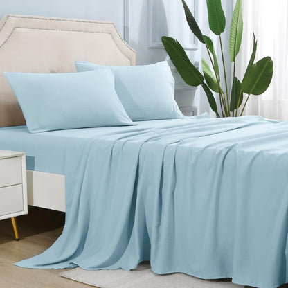 Queen Size Bed Sheet Set - 4 Pieces, Soft Cooling, 14" Deep Pocket, Fade & Shrink Resistant