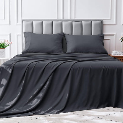 Queen Size Bed Sheet Set - 4 Pieces, Soft Cooling, 14" Deep Pocket, Fade & Shrink Resistant